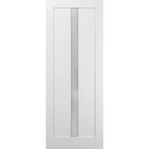 24 in. x 80 in. Single Panel No Bore Solid MDF 1/4 Lite Frosted Glass White Finished Pine Wood Interior Door Slab