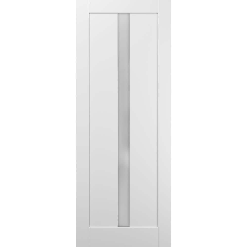 42 in. x 80 in. Single Panel No Bore Solid MDF 1/4 Lite Frosted Glass White Finished Pine Wood Interior Door Slab price history on PriceWatchPro