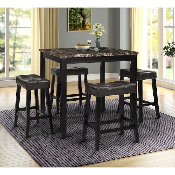 Harper & Bright Designs 5-Piece Brown Modern Square Upholstered Dining Set