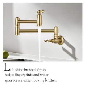 Commercial Restaurant Wall Mount Pot Filler in Brushed Gold