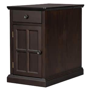 14.00 in. W x 24.30 in. D x 23.00 in. H Espresso Brown Linen Cabinet with USB Ports and One Multifunctional Drawer