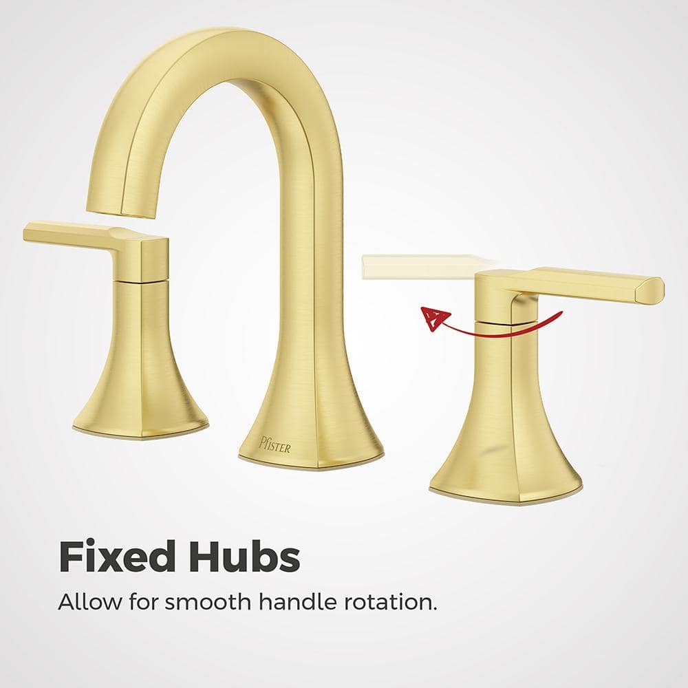 Vaneri Brushed Gold Widespread Bathroom Faucet with Metal Handles