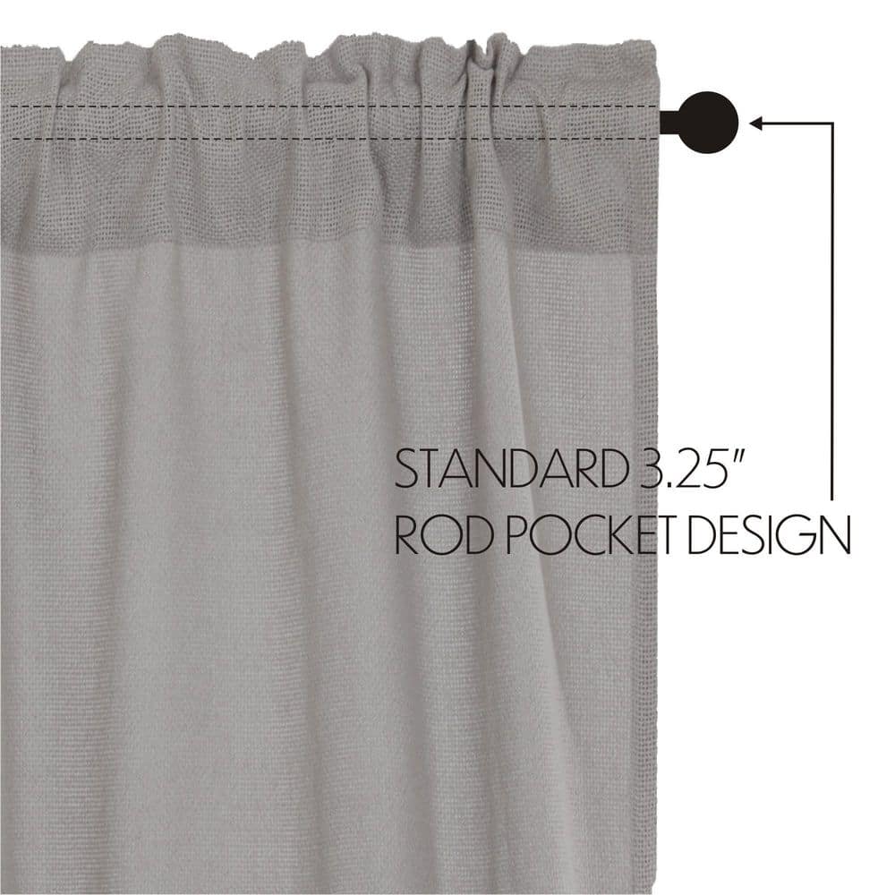Dove Grey Burlap Rod Pocket Valance 16x60