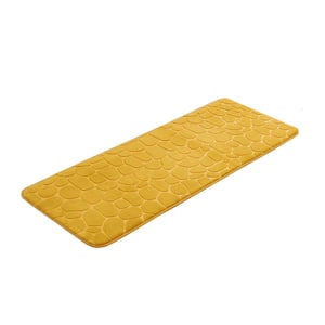 Bath Rug 18 in. x 48 in. Yellow Mustard Microfiber Memory Foam Bath Runner Mat