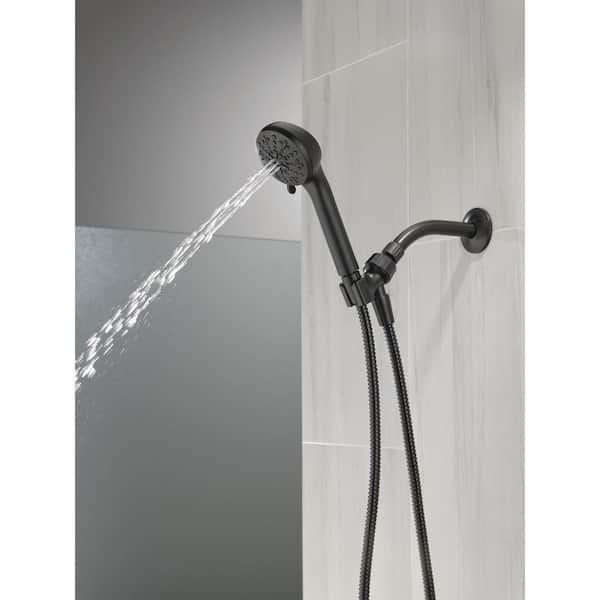 4-Spray Settings Wall Mount Handheld Shower Head 1.75 GPM in Matte Black