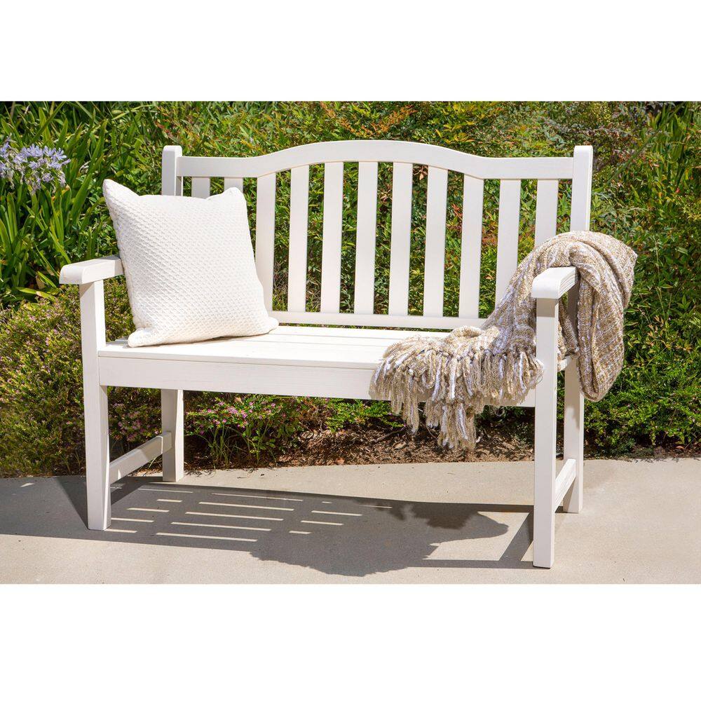 Eggshell White Cedar Wood Outdoor Garden Bench