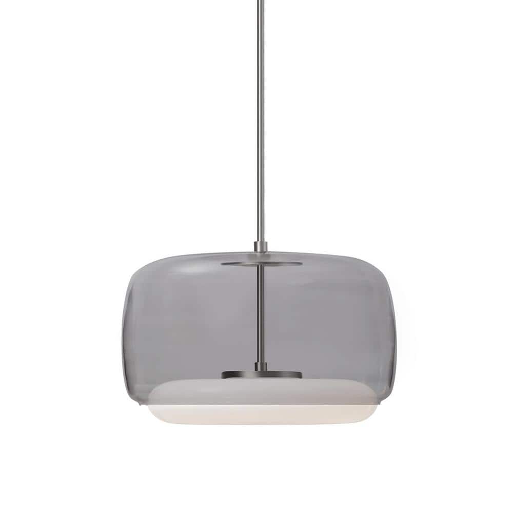 Brushed Nickel Smoke Gray Glass LED Pendant Light