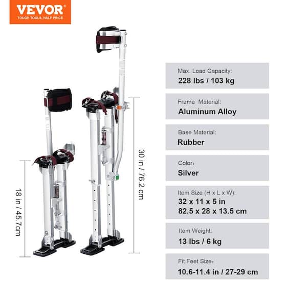VEVOR 18-in to 30-in Aluminum Drywall Stilts