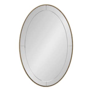 Gwendolyn Gold 24 in. W x 36 in. H Oval Wood Framed Mirror