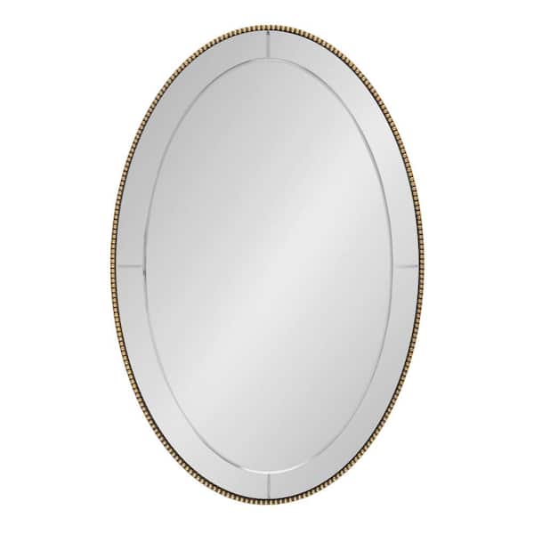Kate and Laurel Gwendolyn Gold 24 in. W x 36 in. H Oval Wood Framed Mirror