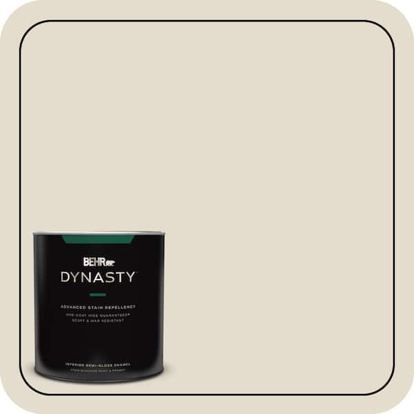 BEHR DYNASTY 1 qt. #MQ3-40 Varnished Ivory One-Coat Hide Semi-Gloss Enamel Interior Stain-Blocking Paint & Primer