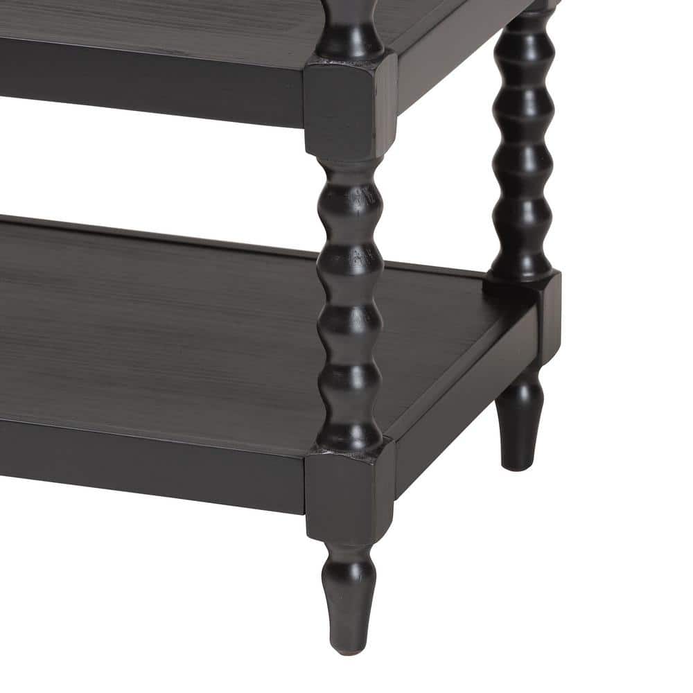 Imogene Black Wood End Table with Turned Legs