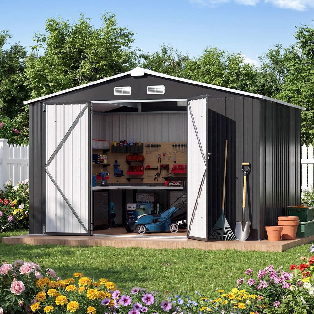 Reviews for Sizzim 10 ft. W x 7.4 ft. D Black Metal Shed with