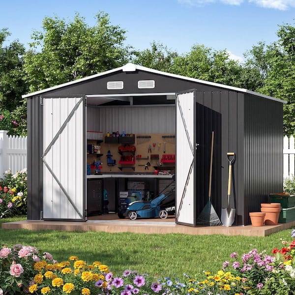 Reviews for Sizzim 10 ft. W x 7.4 ft. D Black Metal Shed with