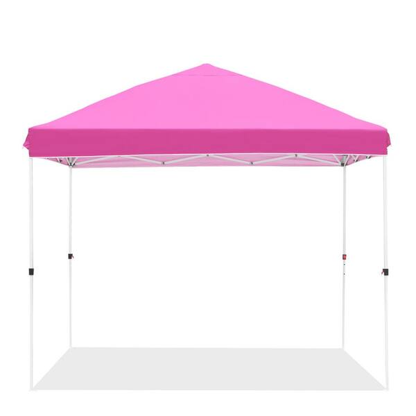 OVASTLKUY 10 ft. x 10 ft. Pink Patio Folding Canopy With Turn Center Lock