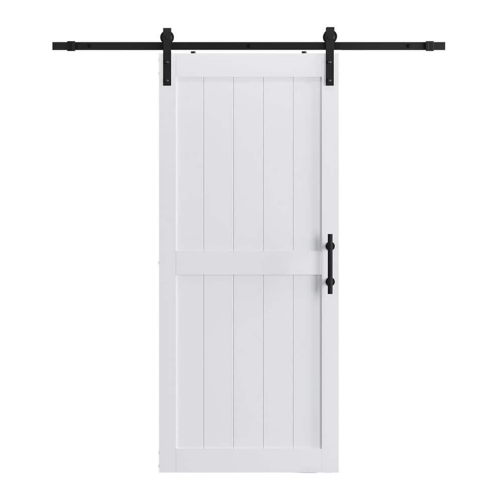 48 in. x 84 in. 2-Panel Plank White MDF Interior Sliding Barn Door with Hardware Kit price history on PriceWatchPro