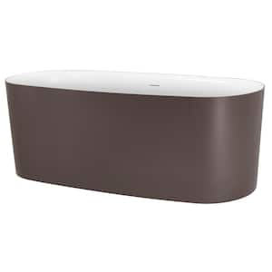 BOT 59 in. x 28 in. Corian Freestanding Soaking Bathtub Non-Whirlpool with Center Drain in Gray