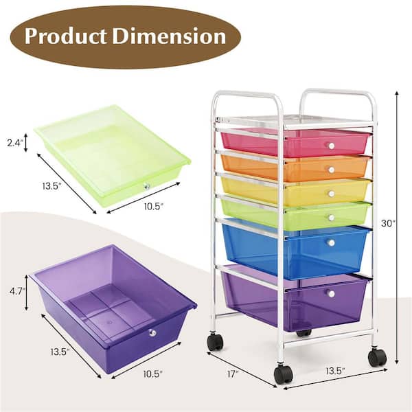 Costway Stainless Steel Base with Plastic Metal Top Rolling Kitchen Cart (14.5-in x 25-in x 29.5-in)