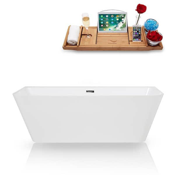 Streamline 67 in. Solid Surface Resin Flatbottom Non-Whirpool Bathtub in Glossy White