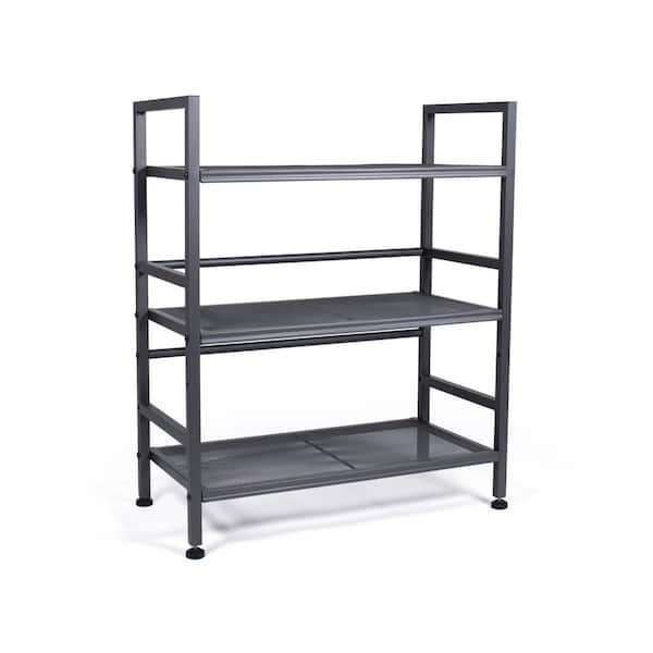 Humble Crew Essentials Grey 3-Tier Metal Storage Shelving Rack (23 in. W x 12 in. D x 28 in. H)