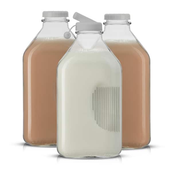 Milkman Glass Milk Bottle 1-Qt. with Plastic Lid - Personalization  Available