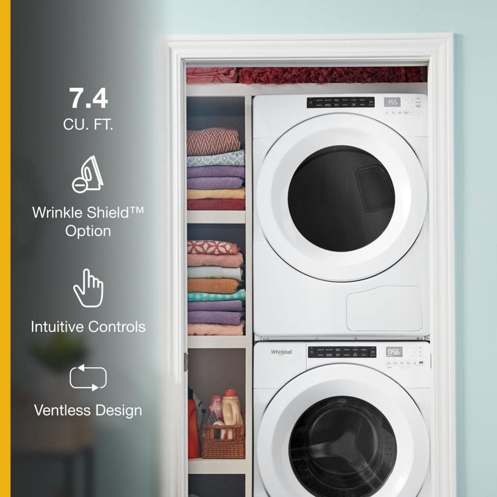7.4 cu. ft. White Electric Front Load Dryer with Intuitive Controls