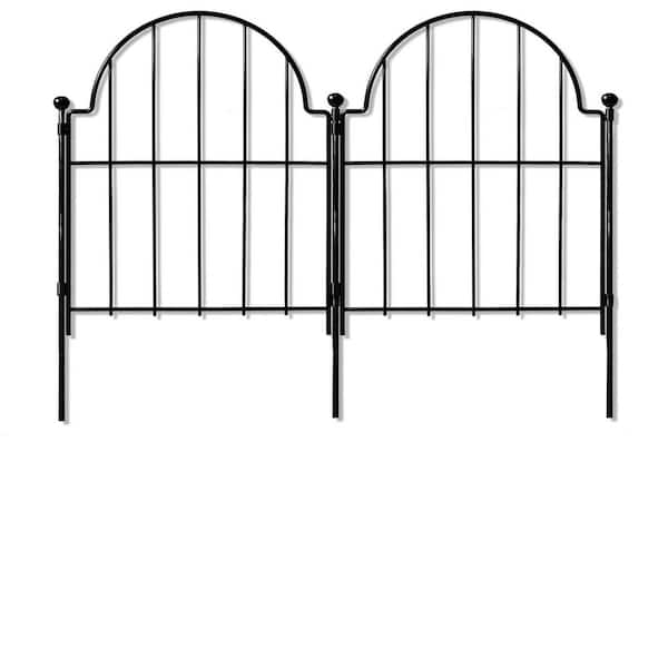 OGETFUUR 22 in. H x 130 in. L Metal Garden Fence, Ground Stake Animal Barrier Fence for Rabbit and Dog, Black (10-Pack)