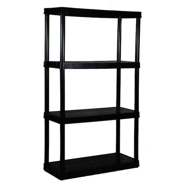 HDX 4-Tier Plastic Garage Storage Shelving Unit in Black (28 in. W