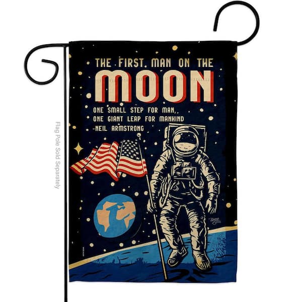 13 in. x 18.5 in. First Men On Moon NASA Garden Flag 2-Sided Armed Forces Decorative Vertical Flags