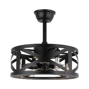 Industrial Series 18 in. Indoor Black Cage Design Ceiling Fan with Remote Included