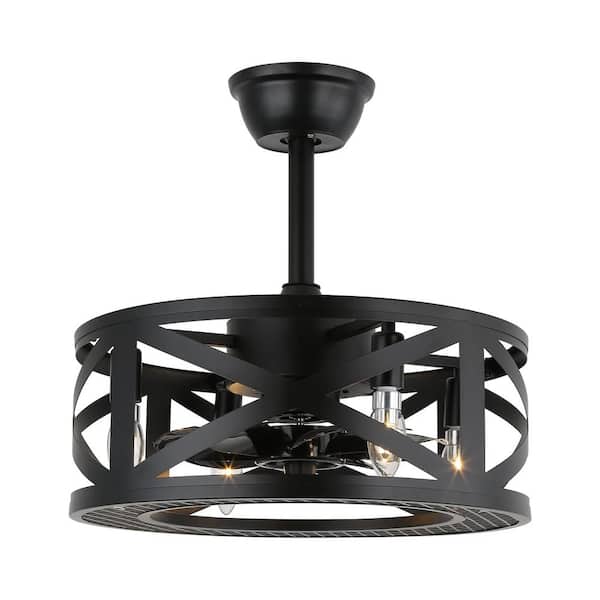 Pacific Core Industrial Series 18 in. Indoor Black Cage Design Ceiling Fan with Remote Included