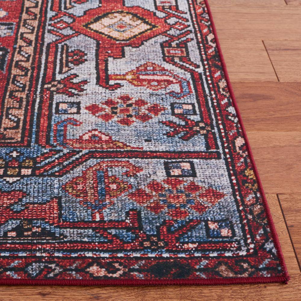 Tucson 3' x 5' Blue and Rust Machine Washable Area Rug