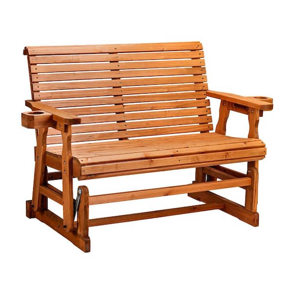 2-Person Natural Wood Outdoor Glider
