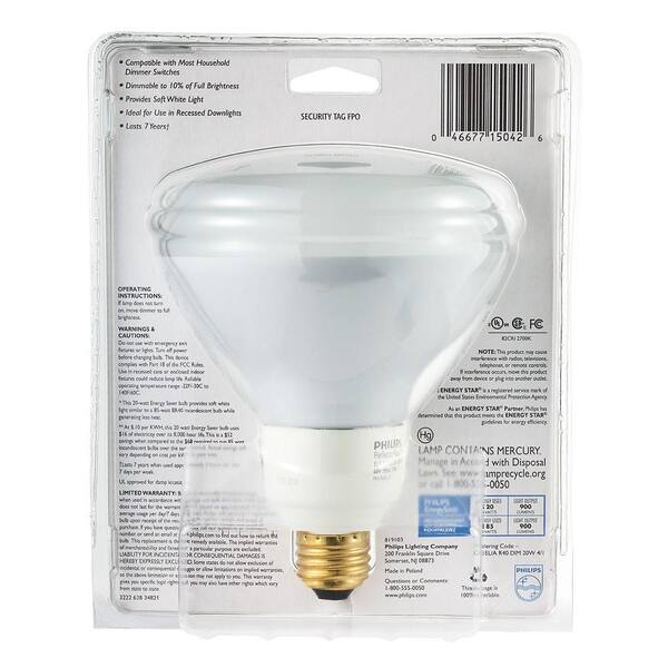 bank lied compressie Philips 85-Watt Equivalent R40 Dimmable CFL Flood Light Bulb Soft White  (2700K) (E*) 420000 - The Home Depot