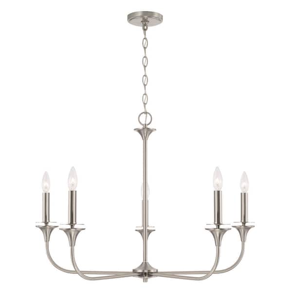 Presley 5-Light Brushed Nickel 31 in. W x 23 in. H Chandelier