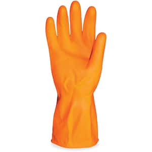 Orange Flocked-Lined Chemical-Resistant Latex Gloves (6-Pairs)