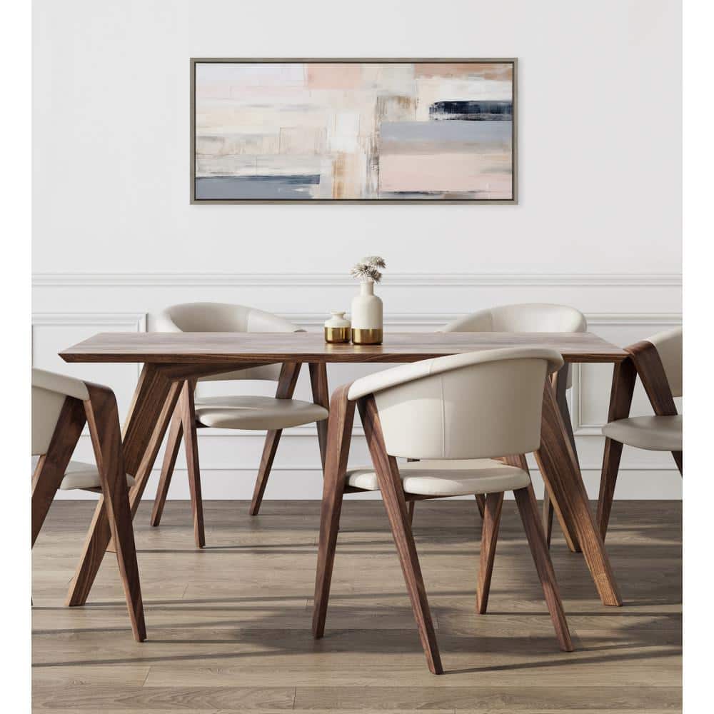 Gray and Beige Abstract Canvas Print with Rustic Frame, 18" x 40"