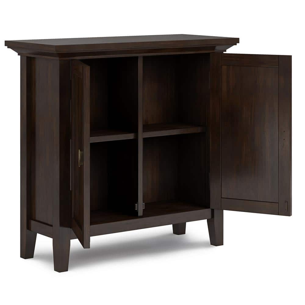 Brunette Brown Solid Wood Office Storage Cabinet with Adjustable Shelving