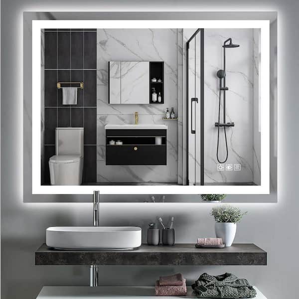 Unbranded 48 in. W x 36 in. H Rectangle LED Bathroom Mirror, anti-Fog and Dimming LED Bathroom Vanity Mirror