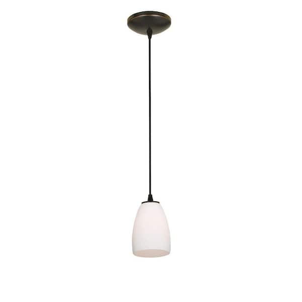 Access Lighting Sherry 1-Light Oil-Rubbed Bronze Metal Pendant with Opal Glass Shade