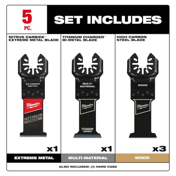Oscillating Multi-Tool Blade Kit With Nitrus Carbide Blade (5-Piece)