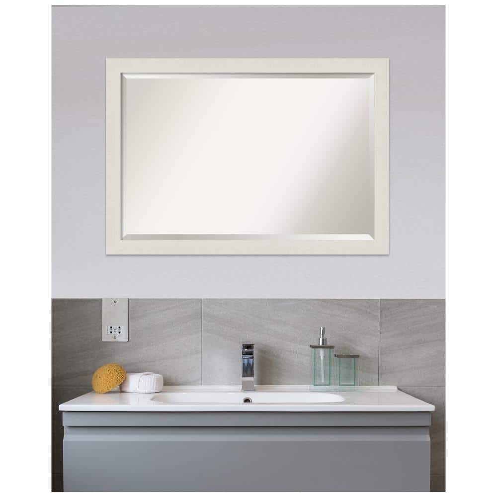 39" x 27" White Wood Framed Bathroom Vanity Mirror