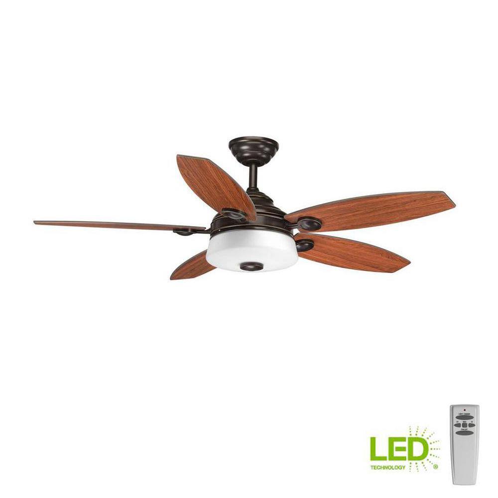 54'' Antique Bronze Ceiling Fan with LED Light and Remote