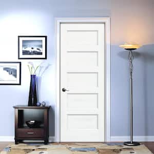 30 in. x 80 in. Conmore White Paint Smooth Hollow Core Molded Composite Single Prehung Interior Door