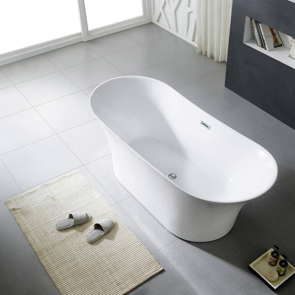 Skylar 71'' White Freestanding Oval Acrylic Bathtub