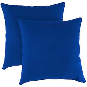 Sunbrella 16 in. x 16 in. Canvas Pacific Blue Solid Square Knife Edge Outdoor Throw Pillows (2-Pack)