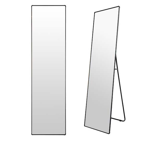 Unbranded 16 in. W x 61 in. H Rectangular Framed Tilt Wall Full Body Mirror in Black