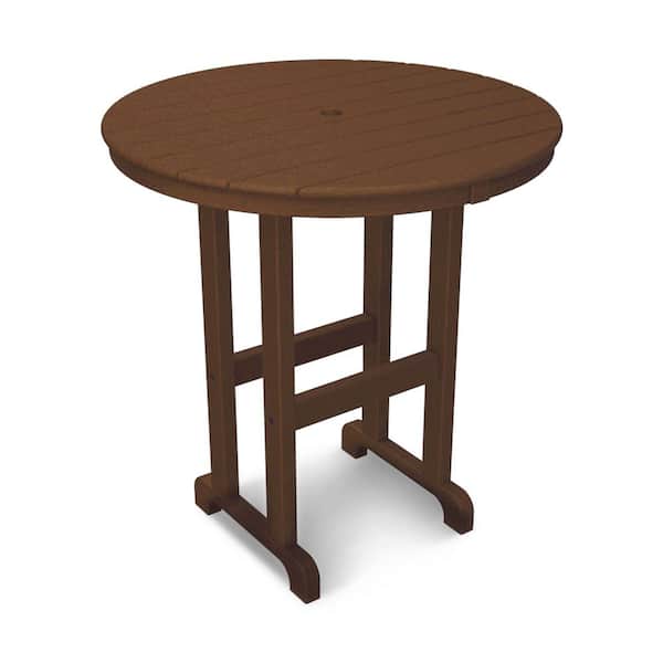 POLYWOOD La Casa Cafe 36 in. Teak Round Patio Counter Table