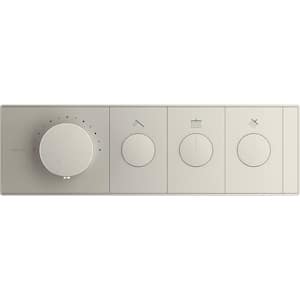 Anthem 3-Outlet Thermostatic Valve Control Panel with Recessed Push-Buttons in Vibrant Brushed Nickel