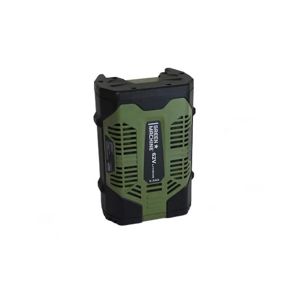 Green Machine 62V 2.5 Ah High Capacity Fade-Free Lithium Power Battery with LED Fuel Gauge with USB Port